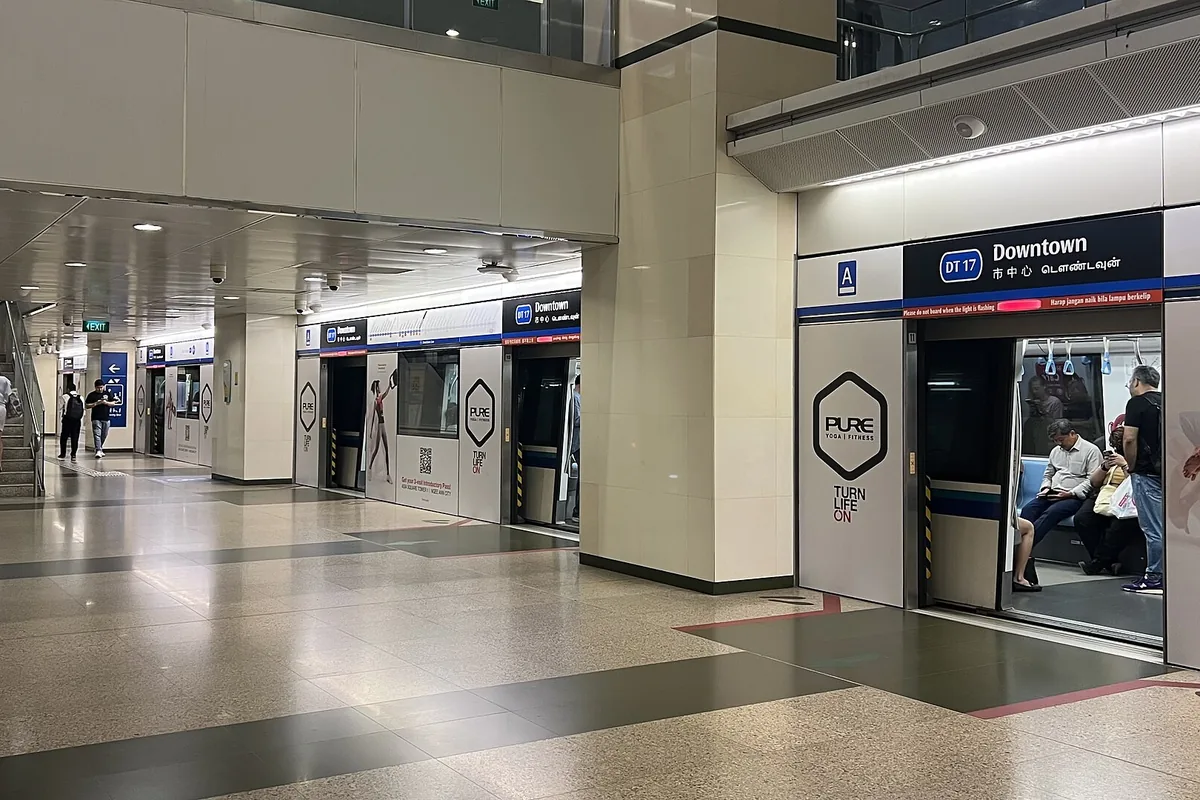 The platform at Downtown MRT station in Singapore