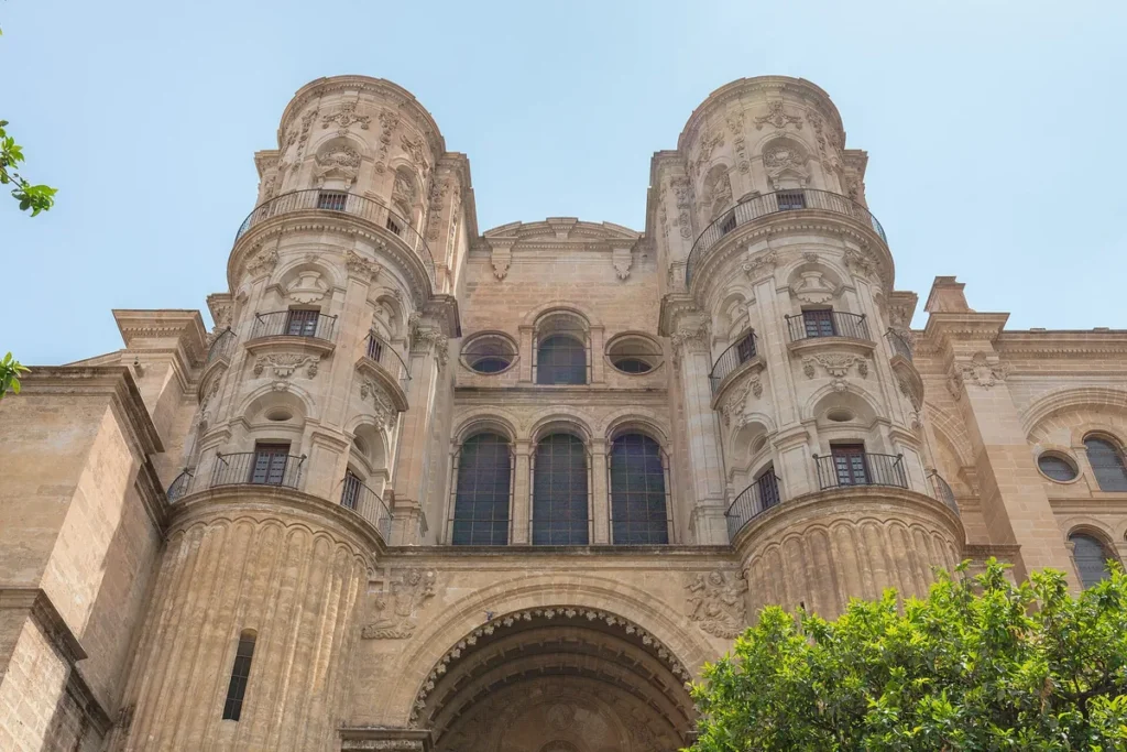 The towers and facade of Malaga cathedral