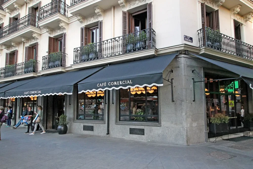 Café Comercial, a historic cafe with a street terrace in Madrid
