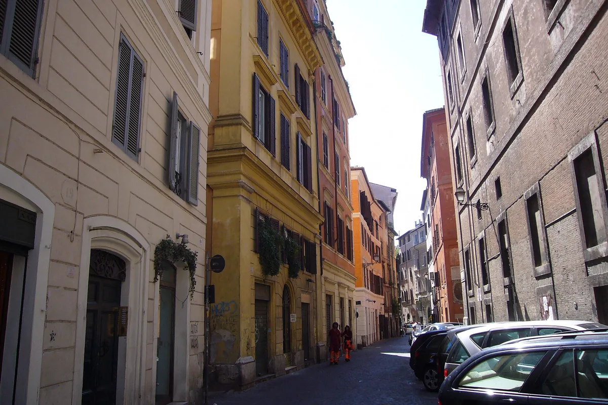 Via del Governo Vecchio, a narrow cobbled street in Rome's historic centre