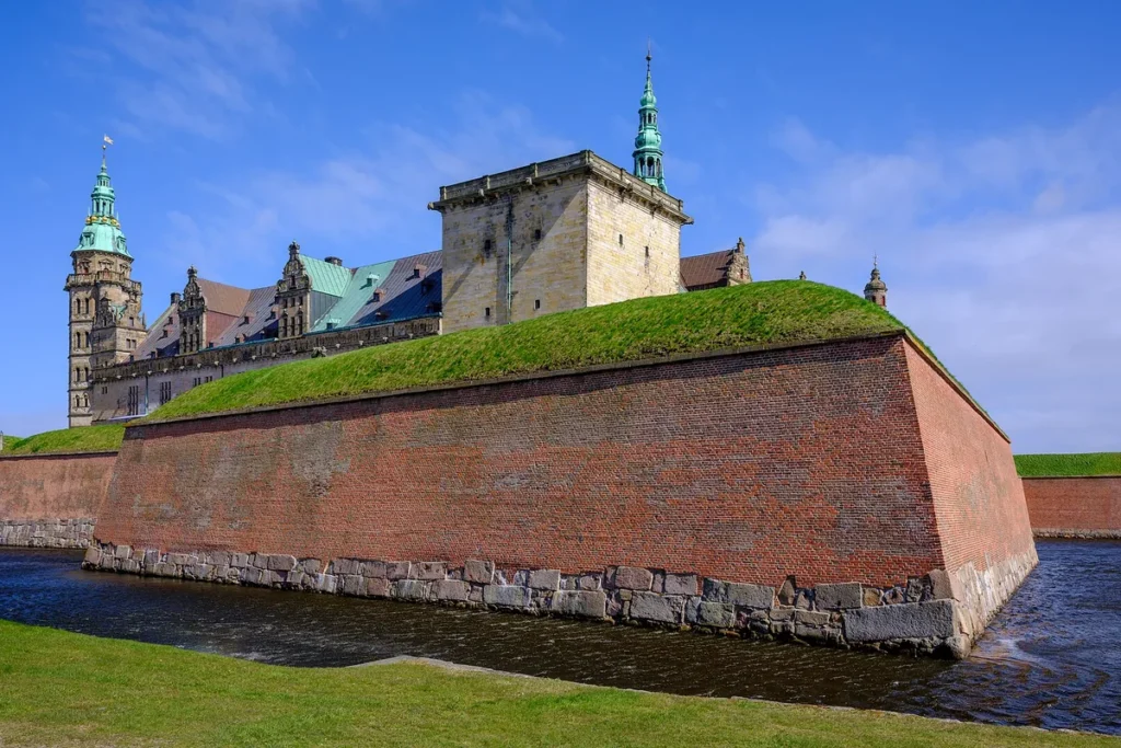 Kronborg Castle and its brick ramparts at Helsingør, a day trip from Copenhagen