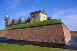 Kronborg Castle and its brick ramparts at Helsingør, a day trip from Copenhagen