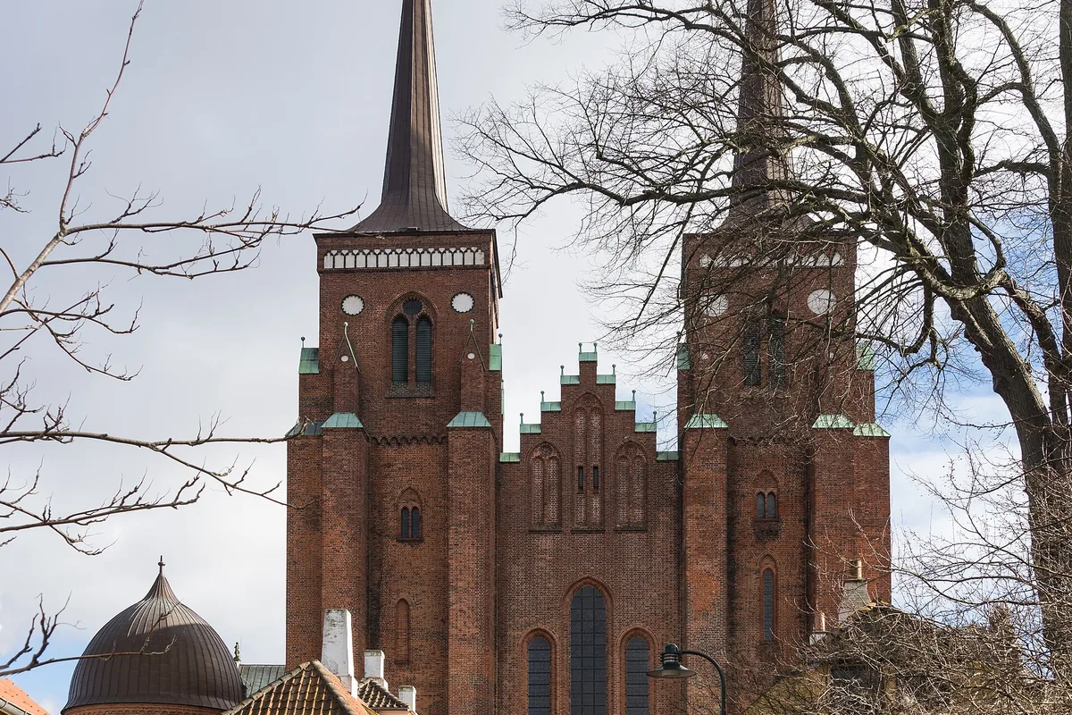 The twin brick towers of Roskilde Cathedral