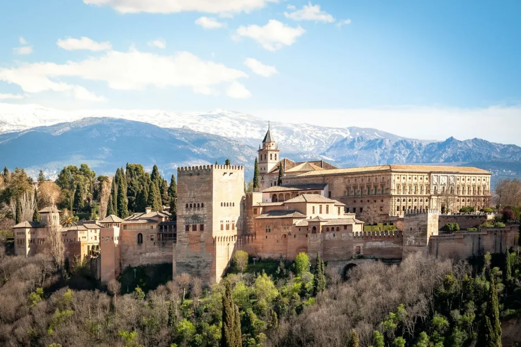 The Alhambra in Granada with the Sierra Nevada behind