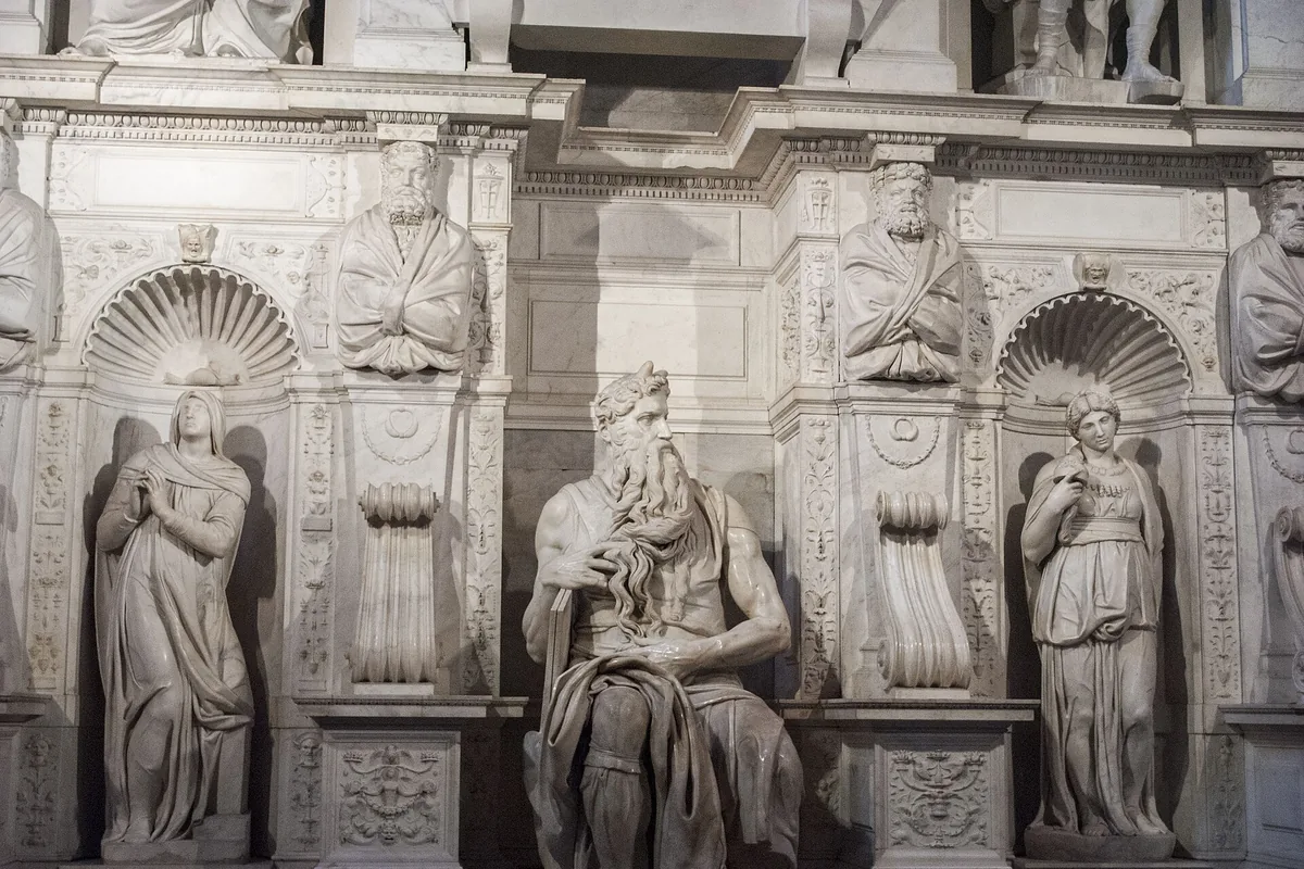 Michelangelo's Moses on the tomb of Julius II in San Pietro in Vincoli, Rome