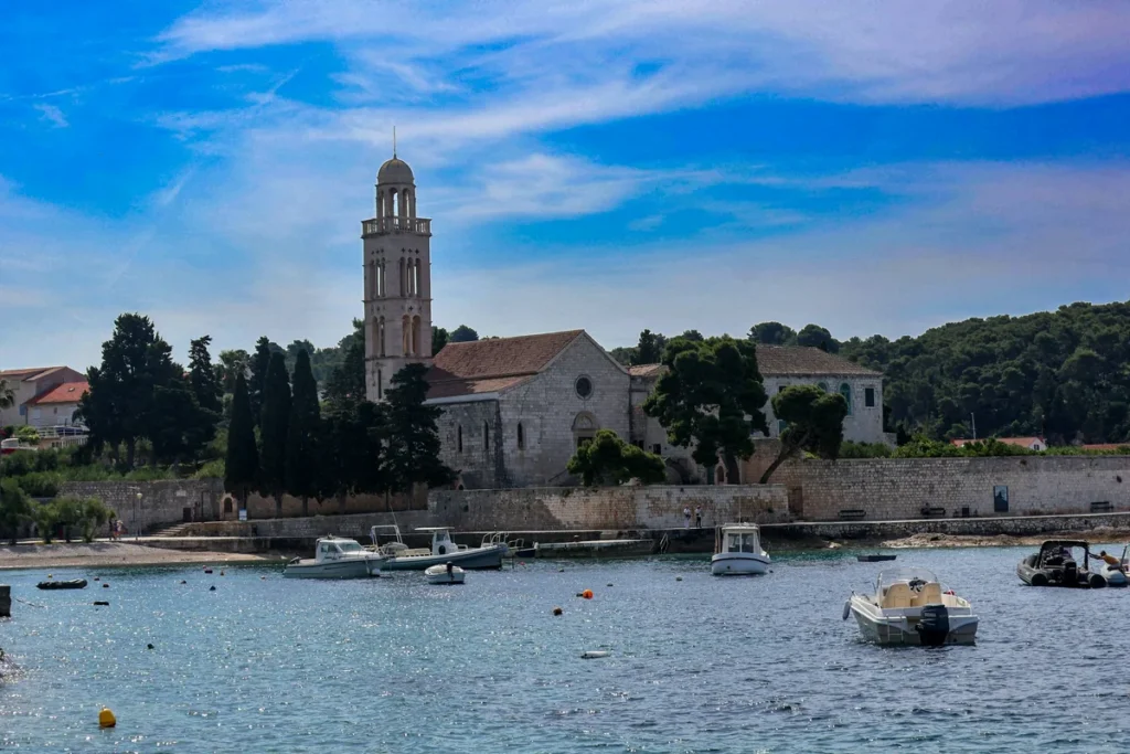 Harbour and stone houses on Hvar island, Croatia