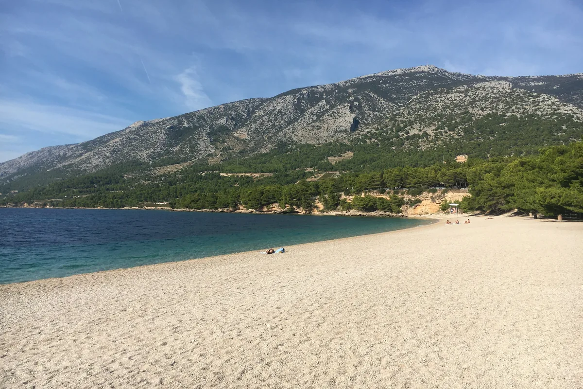 Pebble beach of Zlatni Rat near Bol on the island of Brač