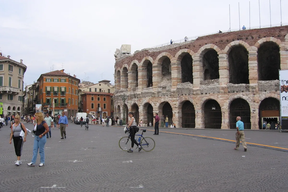 The Roman Arena seen from Piazza Bra in Verona