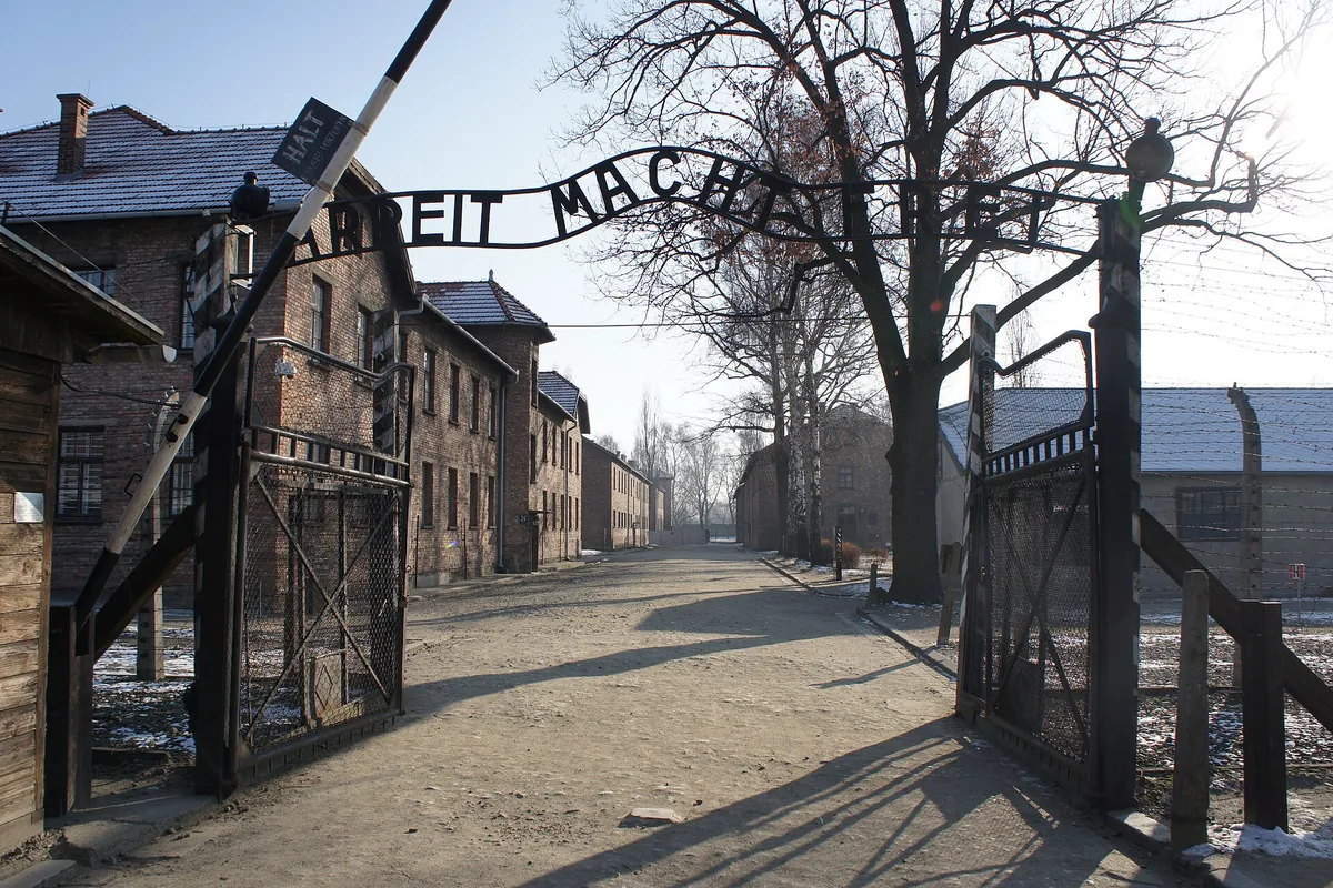 Main gate of the Auschwitz I camp, now part of the Auschwitz-Birkenau Memorial and Museum