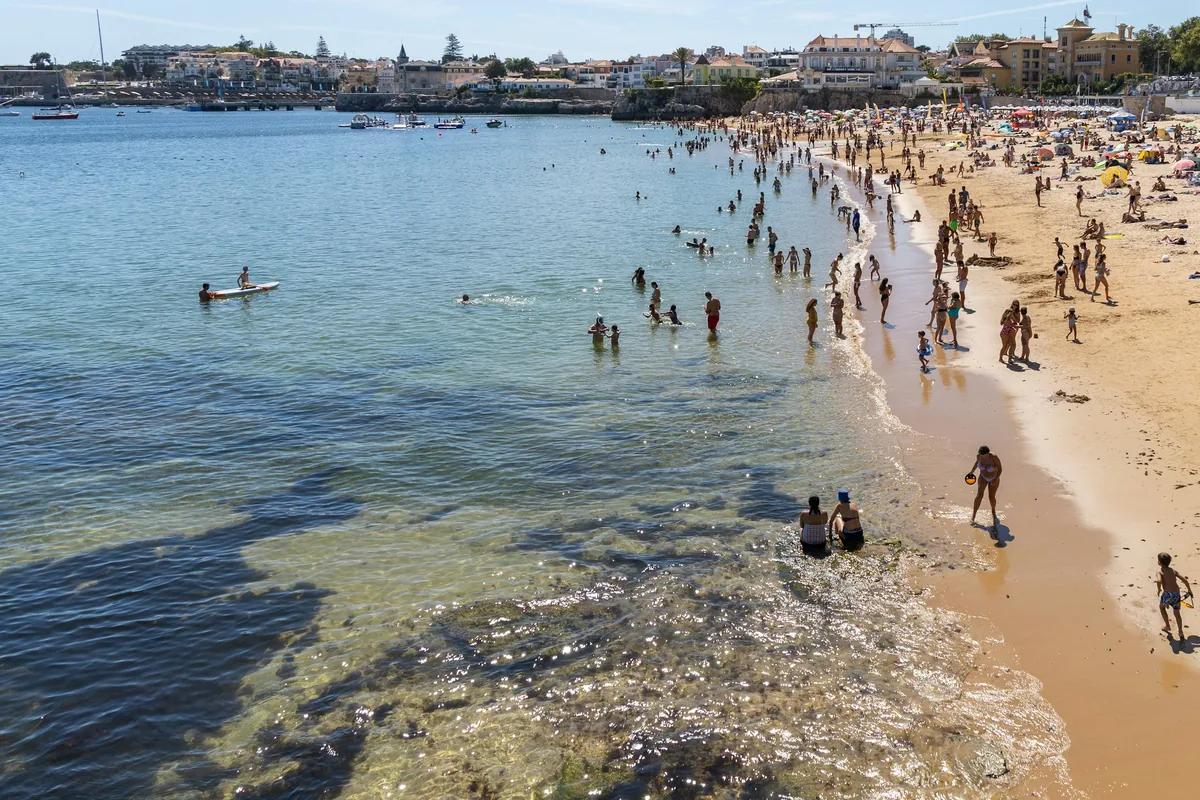 Beach and seafront town at Cascais, Portugal