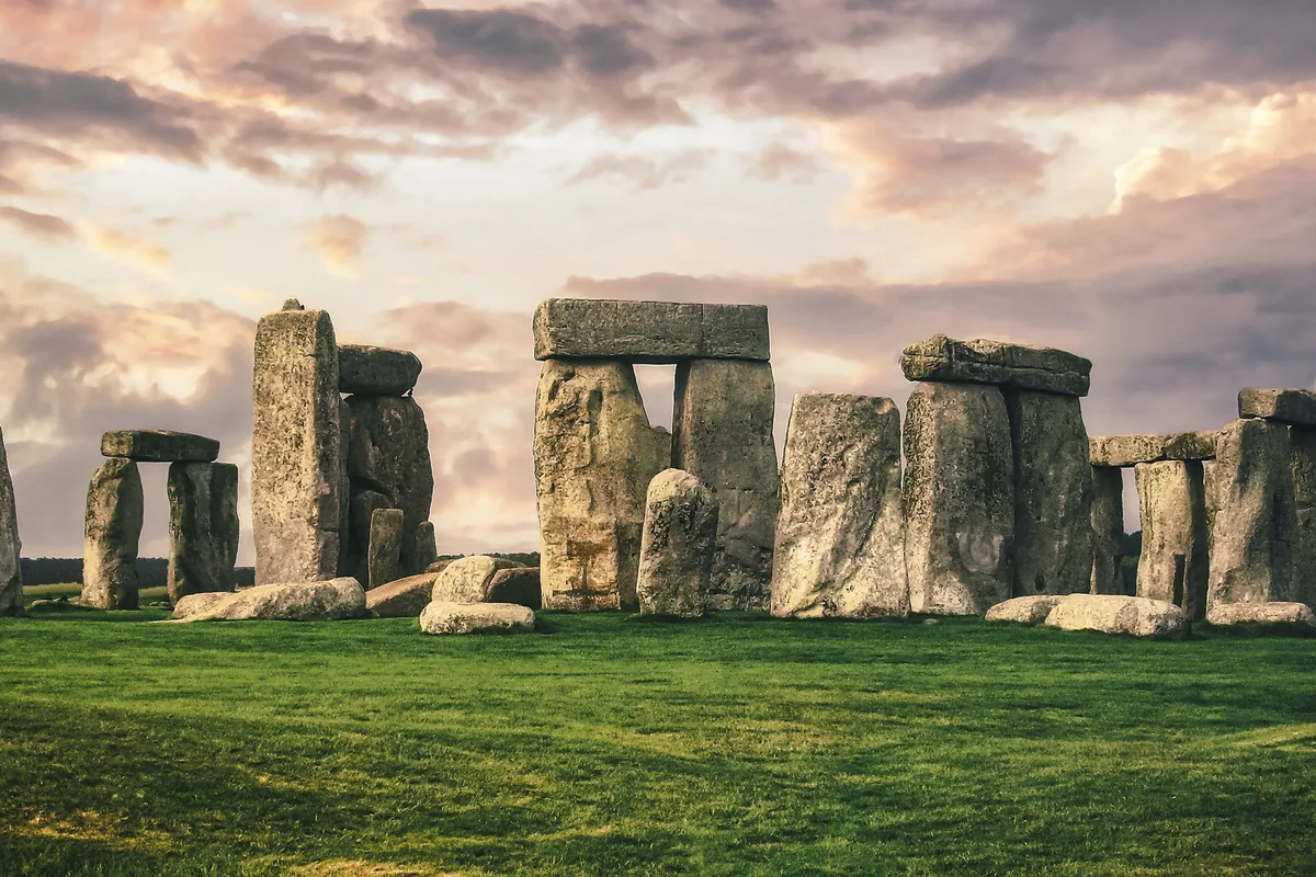 The standing stones of Stonehenge on Salisbury Plain