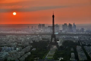 Rooftops of Paris with the Eiffel Tower in the distance