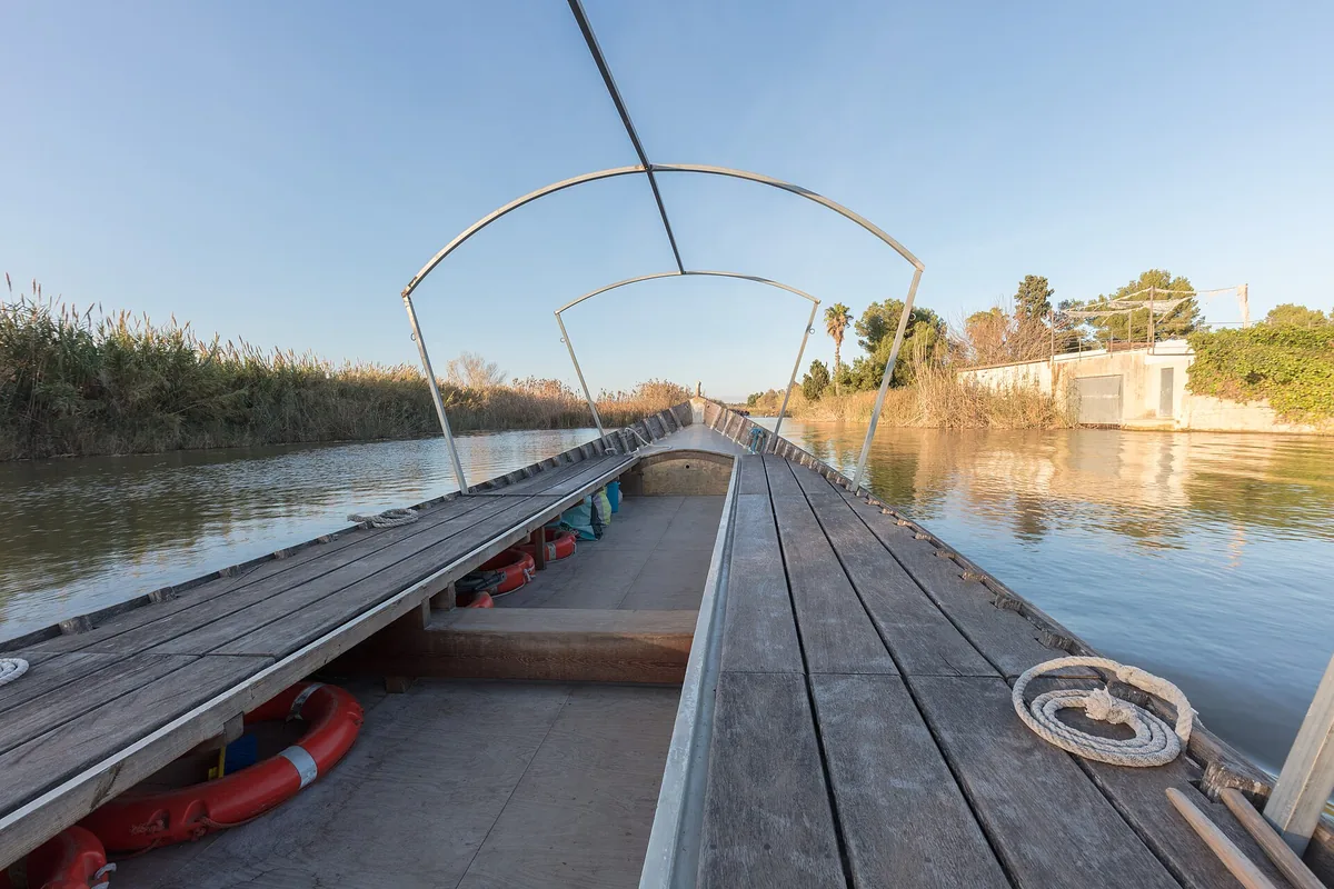 A traditional boat on the Albufera lagoon near Valencia