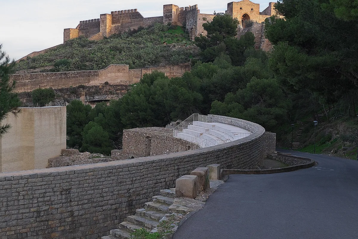 The Roman theatre of Sagunto with the castle on the ridge above