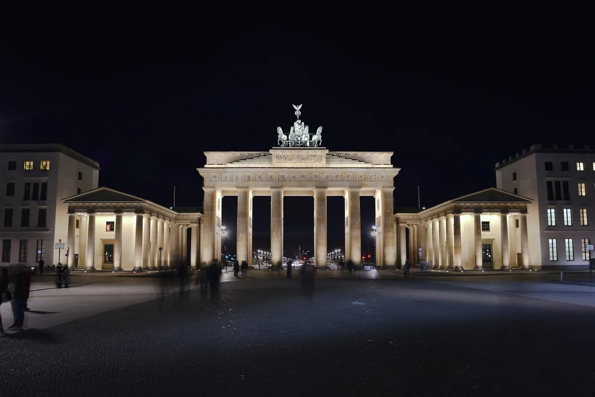 Brandenburg Gate in Berlin illuminated at night
