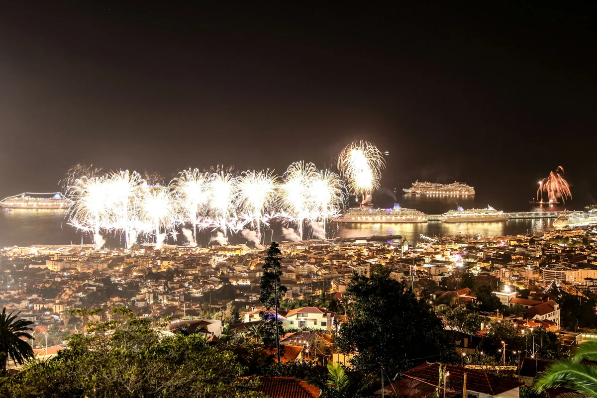 New Year's Eve fireworks over the bay of Funchal, Madeira