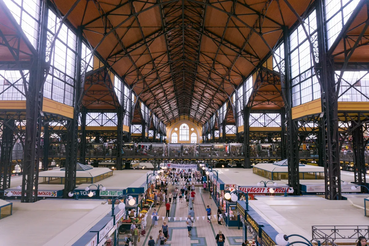 Inside the Great Market Hall in Budapest
