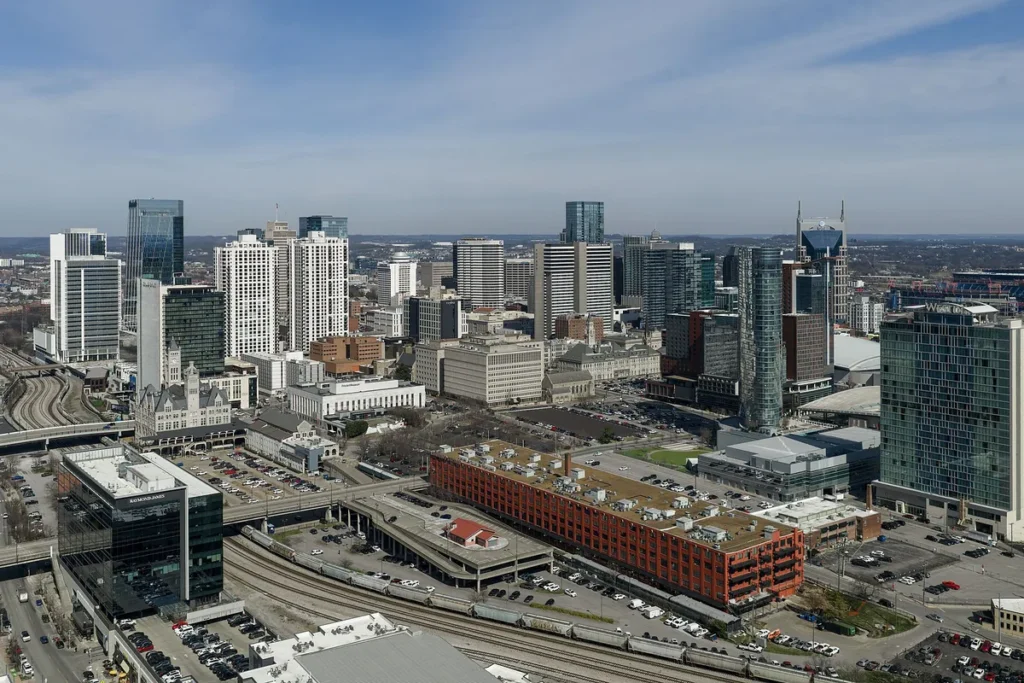 Aerial view of downtown Nashville, Tennessee
