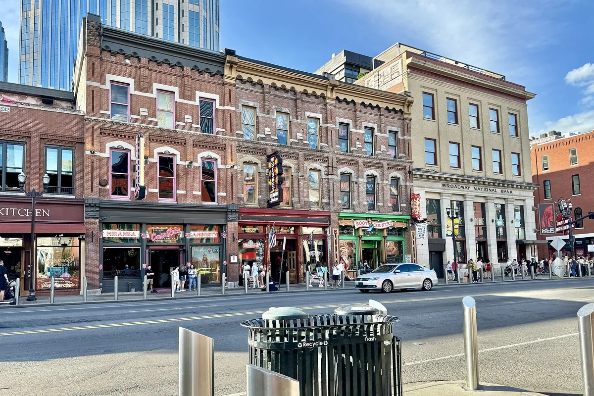 Historic buildings along Broadway in downtown Nashville
