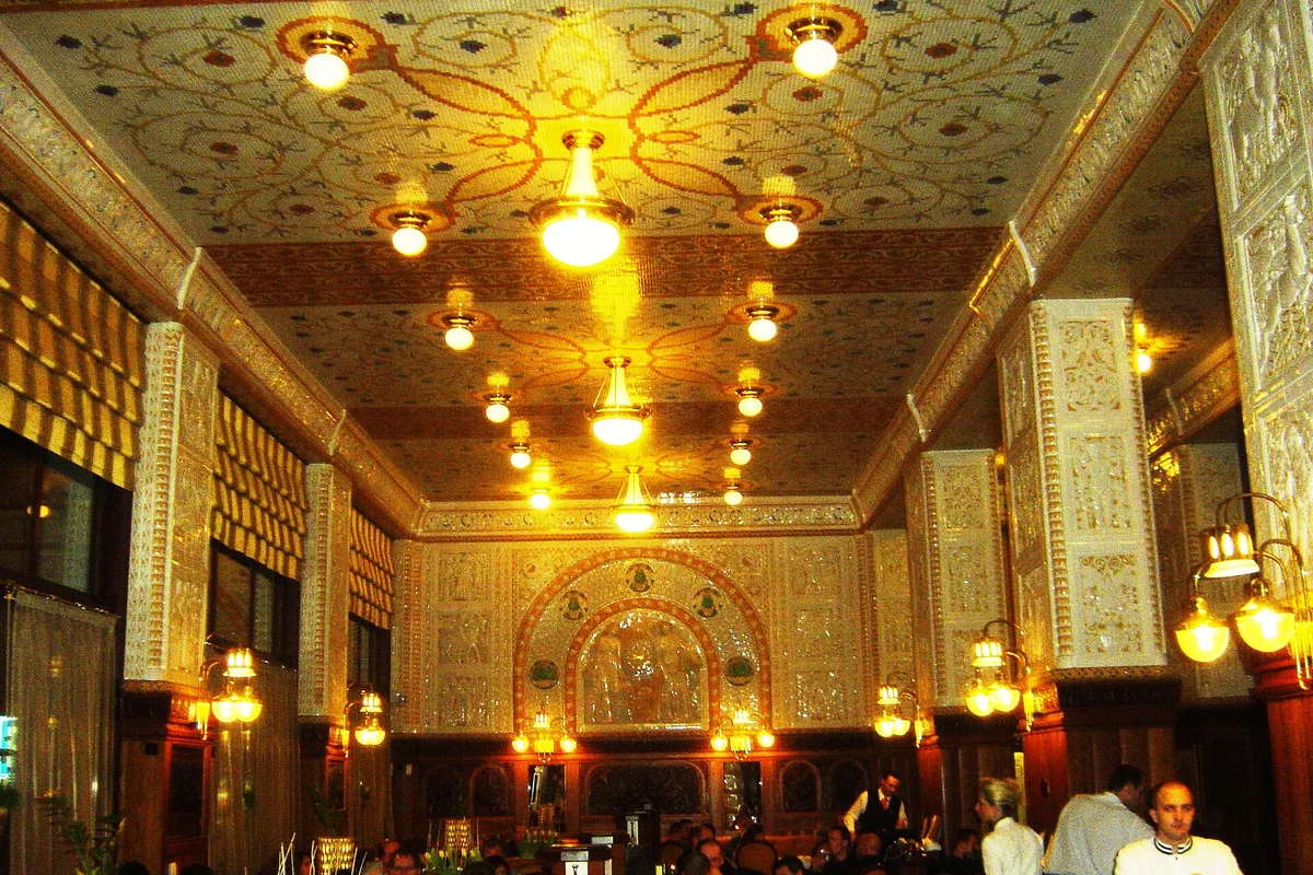 Ornate Art Deco interior of Café Imperial in Prague