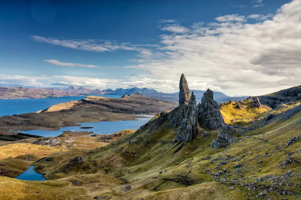 Rugged mountains and coastline on the Isle of Skye, Scotland