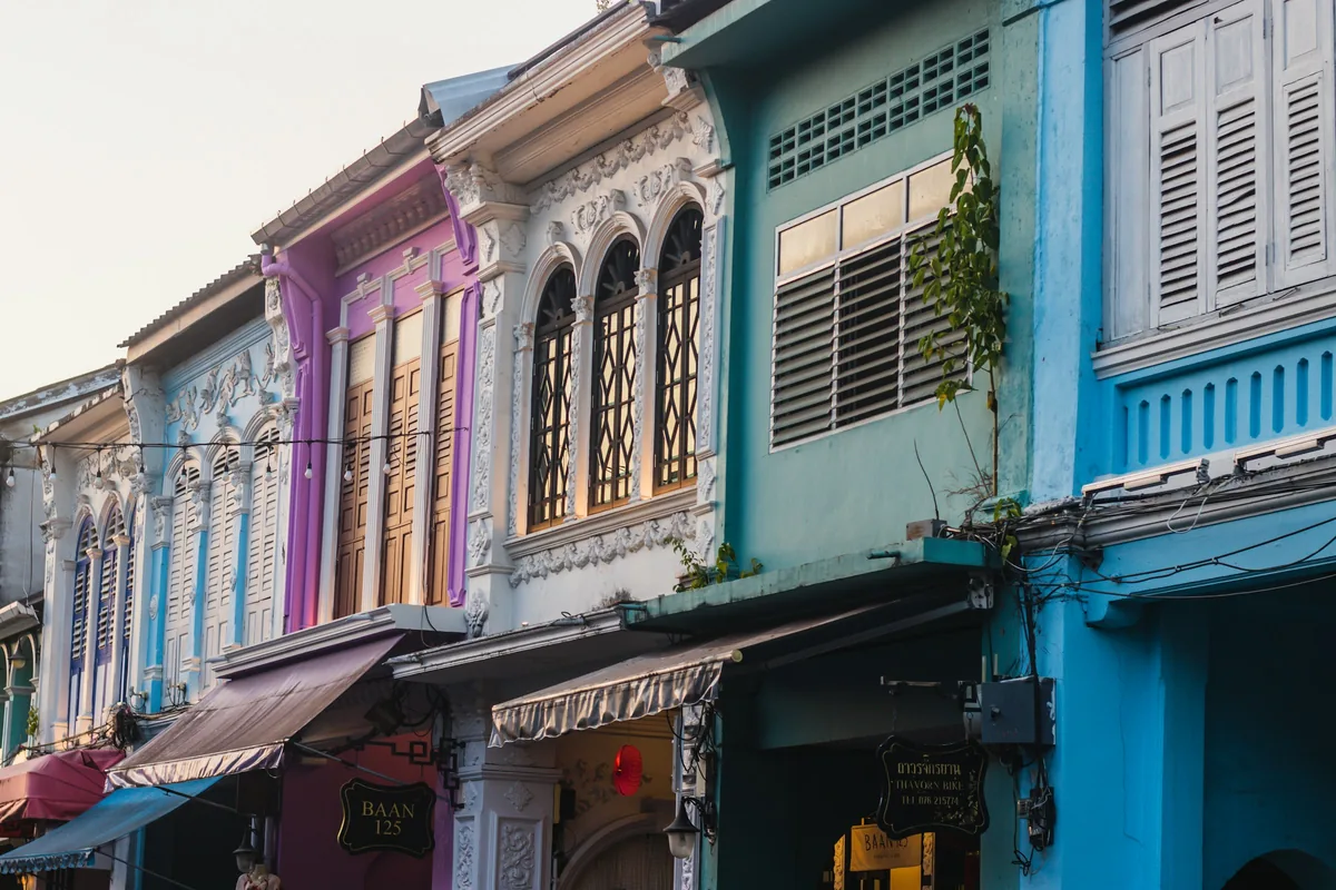 Colourful Sino-Portuguese shophouses in Phuket Old Town