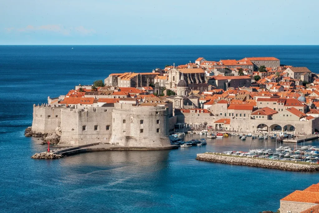Dubrovnik Old Town walls and terracotta roofs above the sea